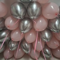 Шары под потолок "Серебро и розовый"